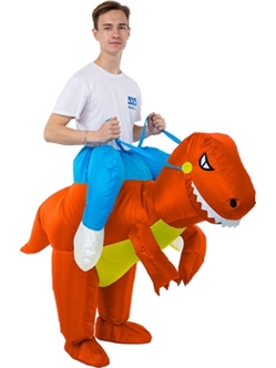 Костюм надувной "Всадник на динозавре" оранжевый